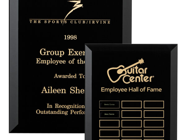 Beveled Black Glass Plaque