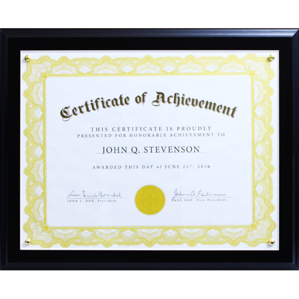 Black Veneer Certificate Plaque