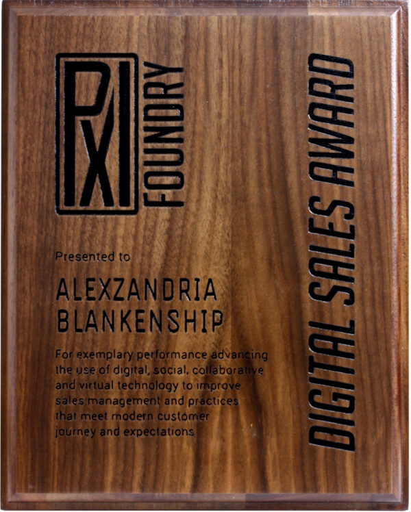 Eco Plaque | Walnut Surfaced Plaque with Composite Wood Center | Lasered