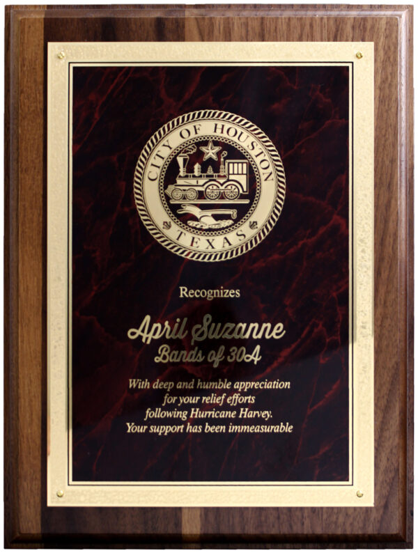 Solid Walnut Plaque with Brass Plate