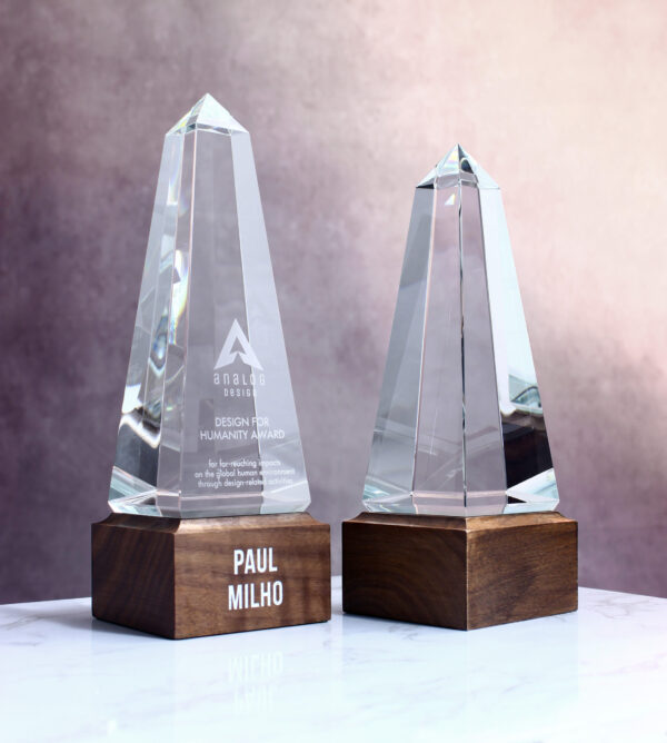 Crystal Obelisk on Walnut Base